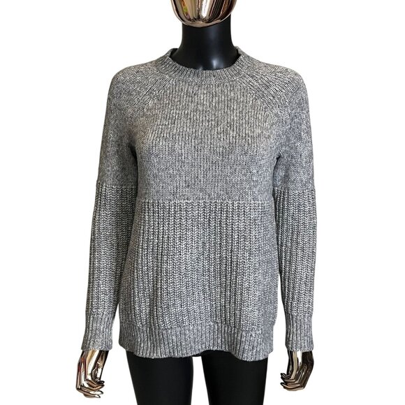 Banana Republic Italian Yarn Gray Ribbed Textured Crewneck Wool Blend Sweater XS - Picture 3 of 11